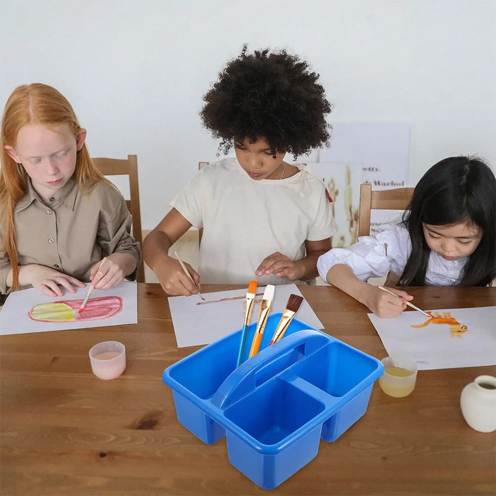 Organizer per Arte e Cancelleria, Contenitore Multi-Scomparto Robusto, Porta Penne per Aula e Scrivania Scolastica