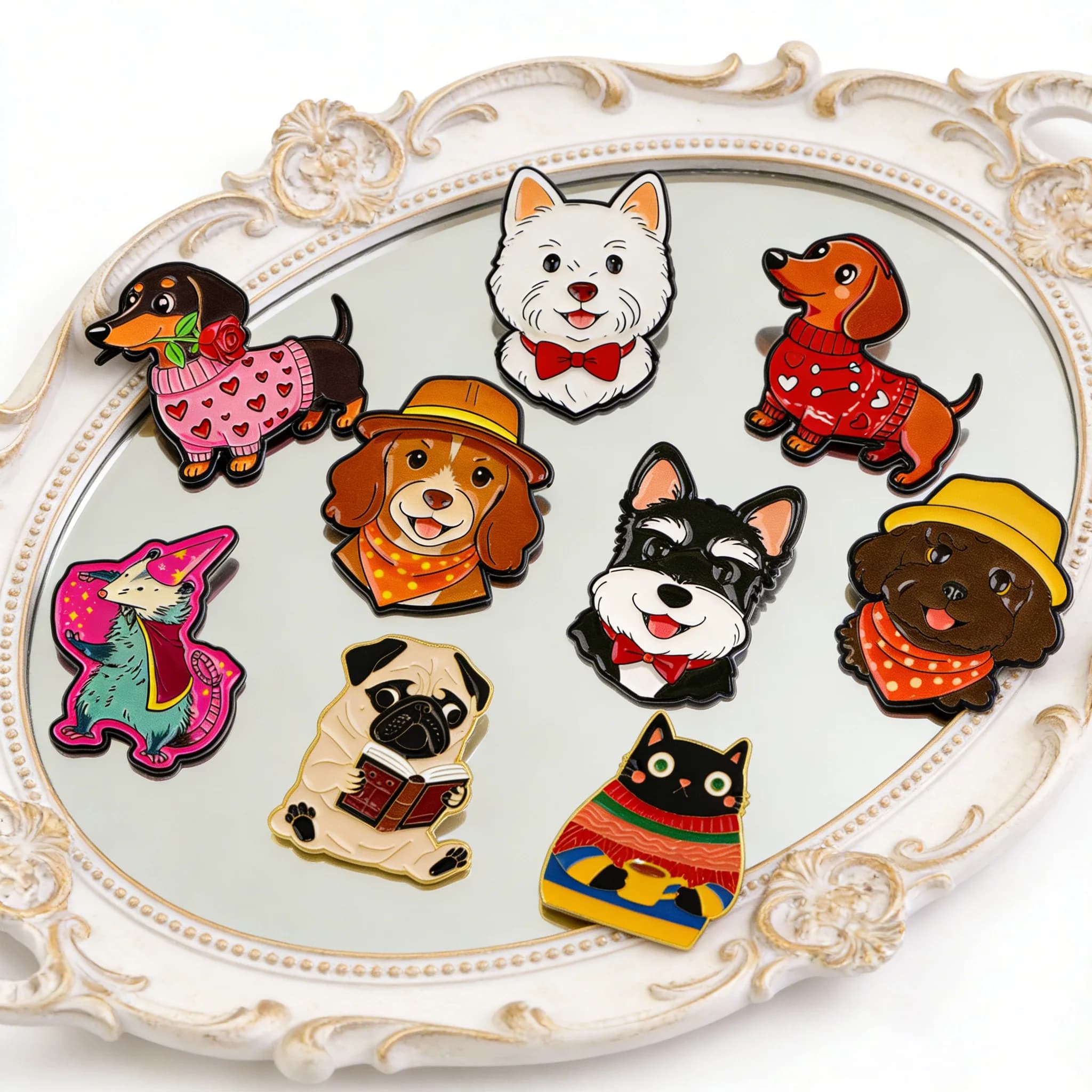 Spilla in smalto morbido con cani da cartone animato, spilla da donna per borsa, distintivi in metallo con gatti, spille gioiello, accessori, spille da risvolto per zaino, regali