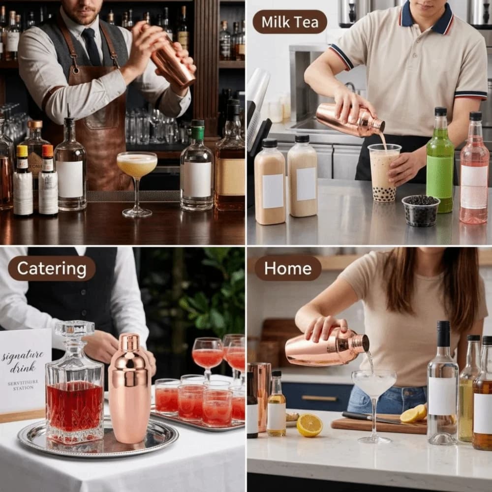 Professional 304 Stainless Steel Cocktail Shaker Rose Gold Dishwasher Safe Drinking Shaker 500ml Bar Shaker Mixer Bars