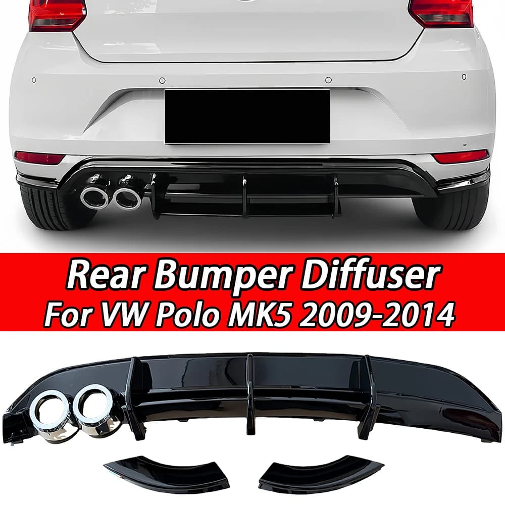 Per VW Polo MK5 6R 2009-2014 2010 2011 2012 2013 Auto Paraurti Posteriore Lip Splitter Spoiler Diffusore Body Kit Modifica Esterno