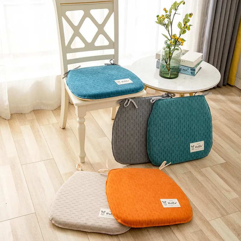 Thickened Memory Foam Seat Cushion Chenille Non-slip Dining Chair Cushion Office Sedentary Chair Student Butt Cushion