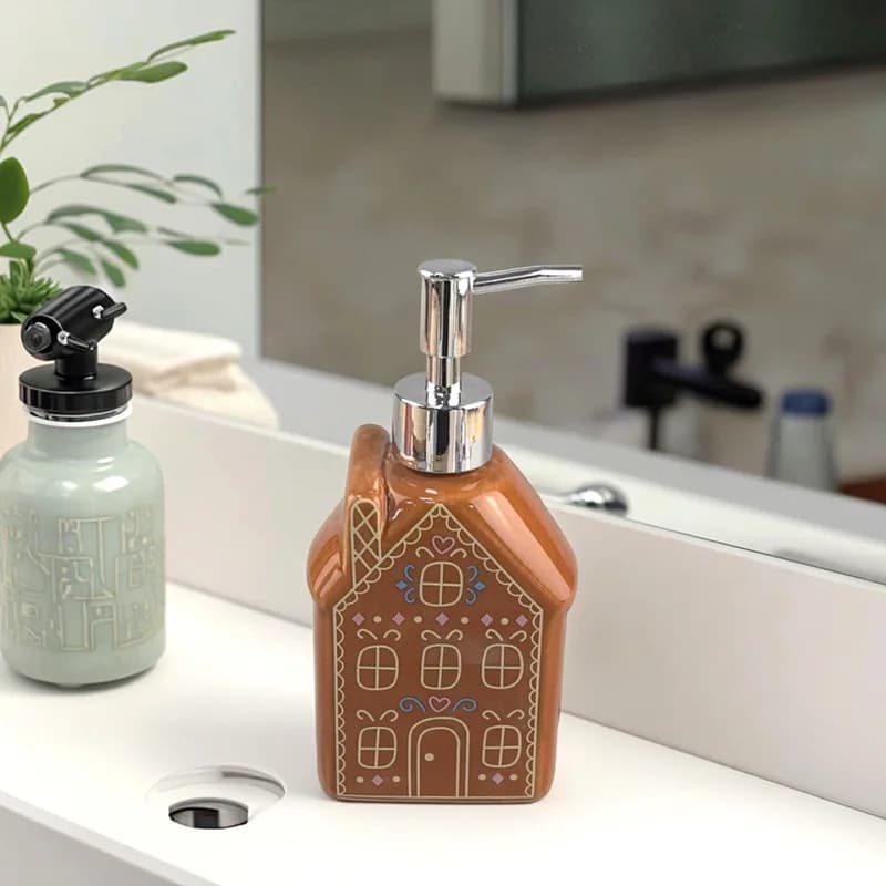 dispenser di sapone Dispenser di lozioni in ceramica dispenser di sapone per le mani e shampoo di tipo pressa, bottiglia di ricarica per accessori da bagno