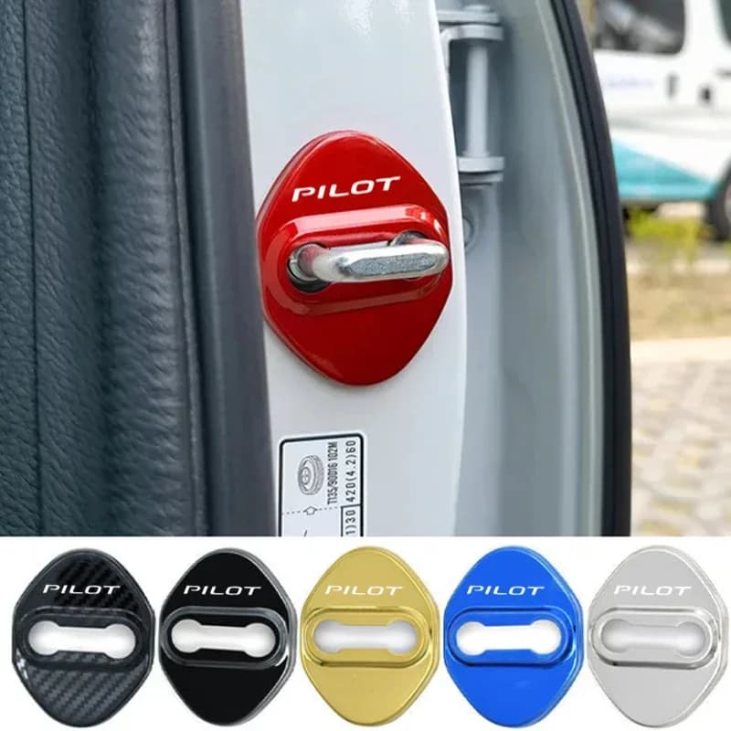 4Pcs For Honda PILOT Logo Car Door Lock Buckle Cover Emblems Styling Door Stopper Protective Case Anti-Rust Stickers Accessories