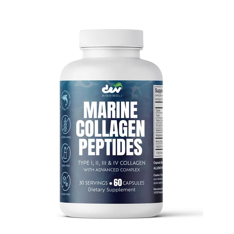 Marine Collagen Supplement Pill -1800mg Hydrolyzed Collagen Peptide Per Serving, with Added Hyaluronic Acid and Vitamin C