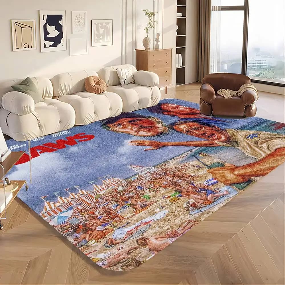 Classic Thriller Movie J-Jaws Door Mat Washable Non-Slip Living Room Sofa Chairs Area Mat Kitchen Doormat Area Rug