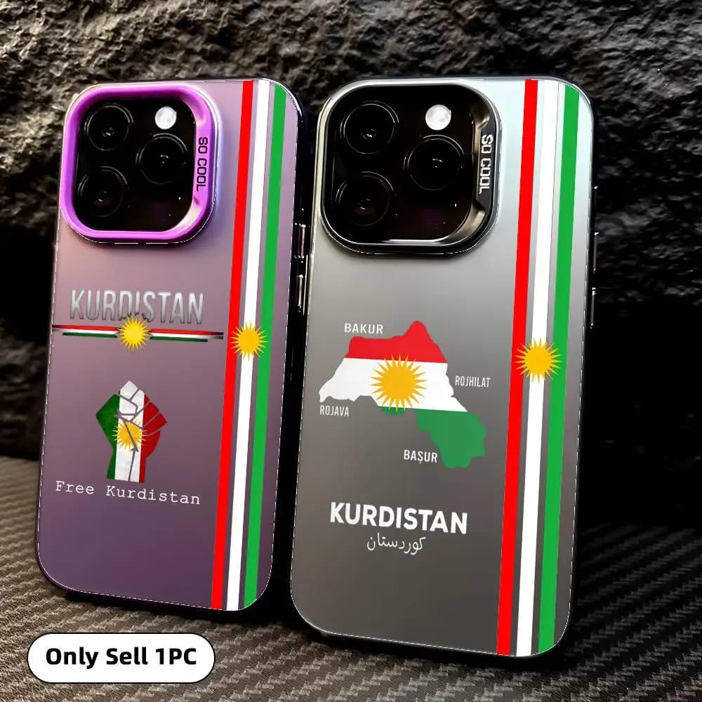 Custodia per telefono con bandiera del Kurdistan per iPhone 17 16 15 14 13 12 11 Pro Max Air, colorata, opaca, laser, Aurora, antiurto