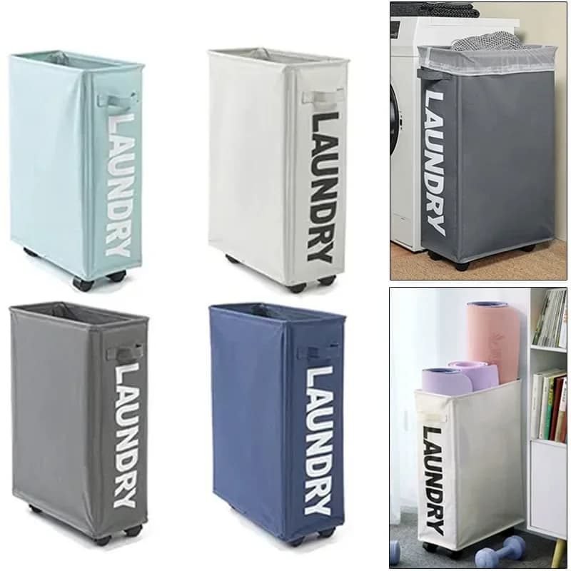 Foldable Laundry Baskets with Wheels Yoga Mat Organizer Fitness Tool Storage Basket Household Toy & Clothing Organizer