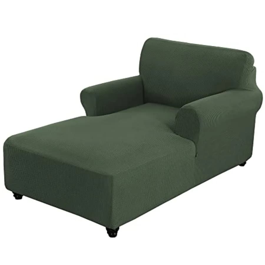 Copertura Elasticizzata per Chaise Longue con Braccioli, Rivestimento Jacquard per Divano Chaise Longue da Interno con Doppio Braccio per L