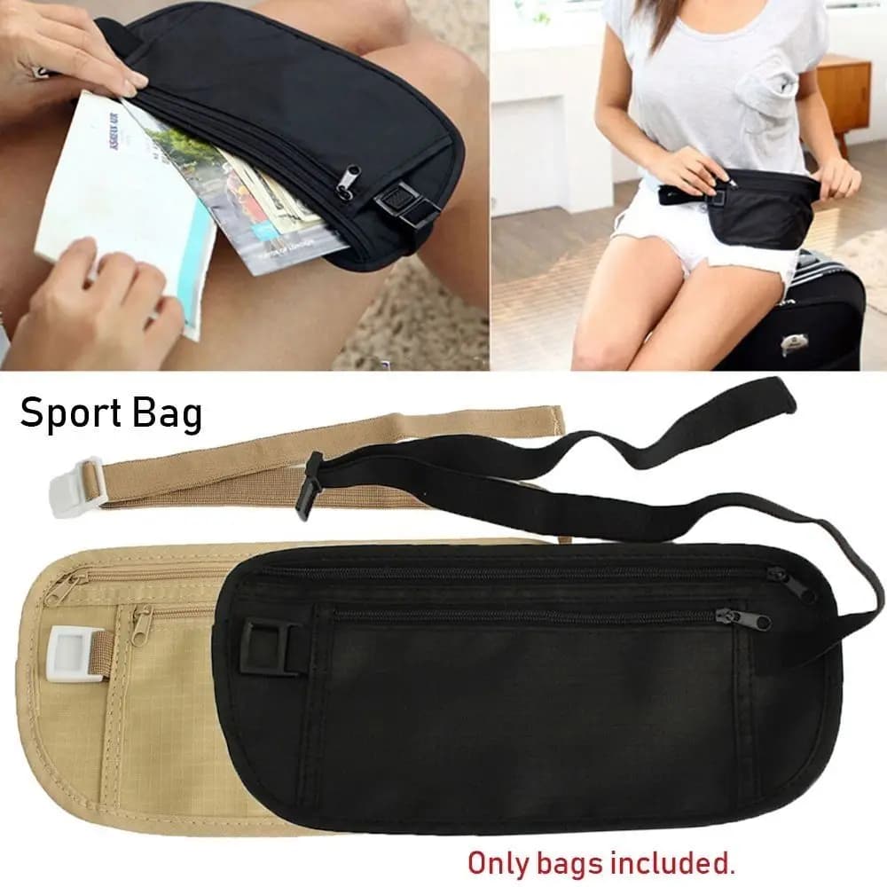 Borsa da Cintura Unisex, Portacarte Segreto, Marsupio di Sicurezza, Borsa da Corsa in Tessuto, Pratica Pochette da Viaggio per Passaporto e Denaro