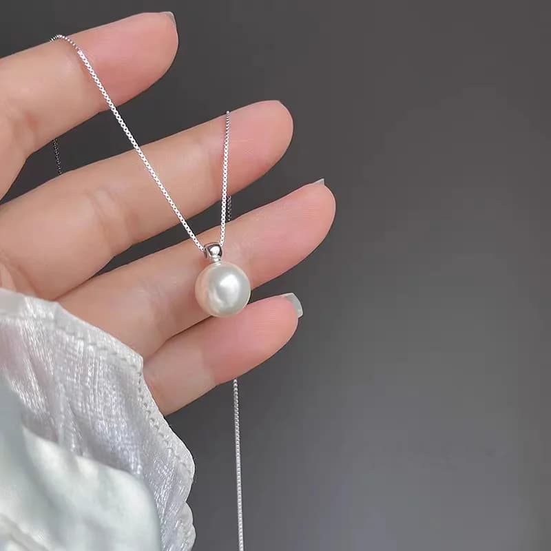 Collana di perle da 8 mm in argento sterling 925 Elegante catena con clavicola Collana con ciondolo di perle di fascia alta Gioielli accessori squisiti