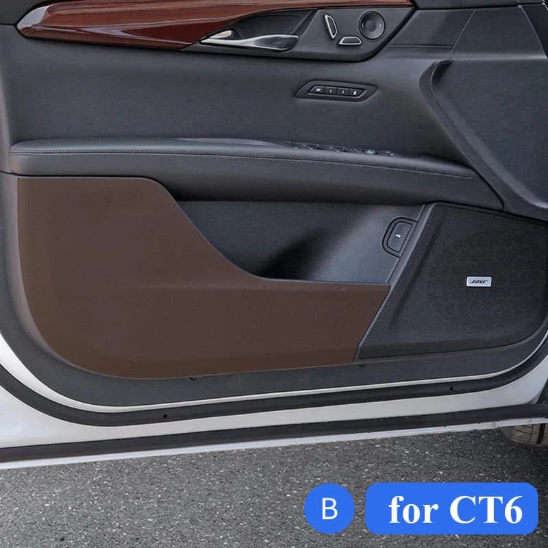 For Cadillac CT5 CT6 CT4 XTS XT5 XT6 ATSL interior accessories in carbon fiber leather adhesive door Anti Kick Cover protection mat