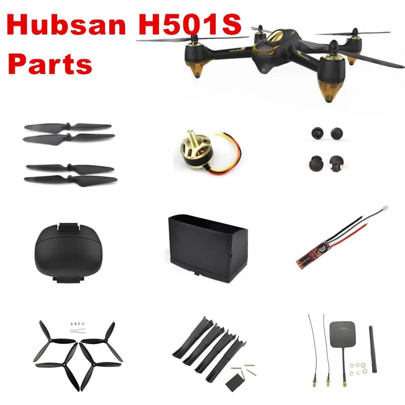 Ricambi per Drone RC Hubsan X4 H501S H501C H501A H501M: Elica, Coperchio Batteria, Motore Brushless, ESC, Viti, Pattini di Atterraggio