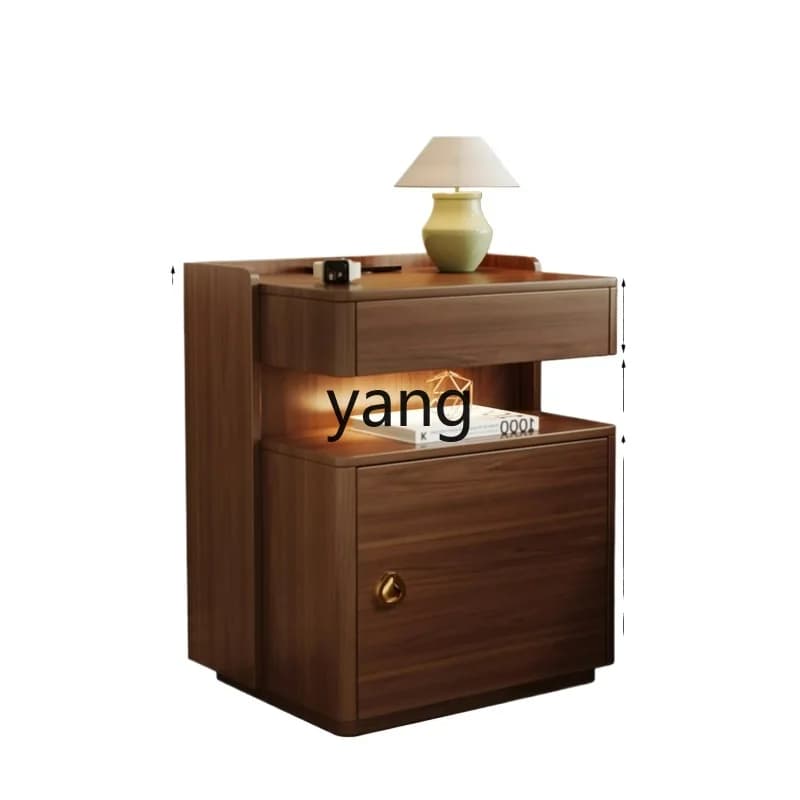 cx Comodino Sicuro Camera da letto integrata in legno massello Smart Lock Ricarica wireless Sicuro
