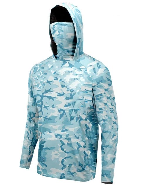 Long Sleeve Fishing Shirt with Hood and Mask for Men, Summer Clothing Breathable Fast Drying