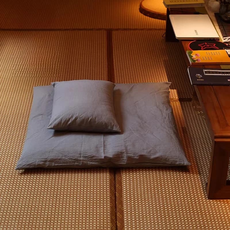 Natural Cotton Meditation Cushion, Zafu Pillow for Double Lotus Position, Round Floor Cushion for Zen Kneeling & Prayer,