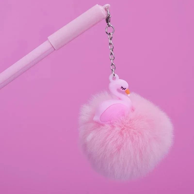 1 pz bellissimo fenicottero rosa penna gel kawaii cancelleria neutra peluche cigno penne per ufficio scolastico forniture per scrittura regali per ragazze