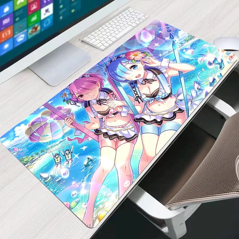 Office Mouse Pad Gamer High-quality natural rubber base Computer Desk Mat kawaii Gaming Accessories R-Re Zero Rem Anime Mousepad