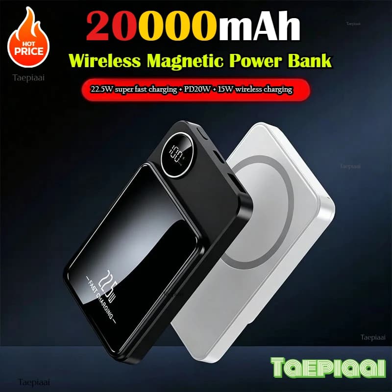 20000mAh Magnetic Powerbank Magnetic Power Bank Wireless Fast Charger for IPhone 17 16 151413 Backup Battery for Magsafe