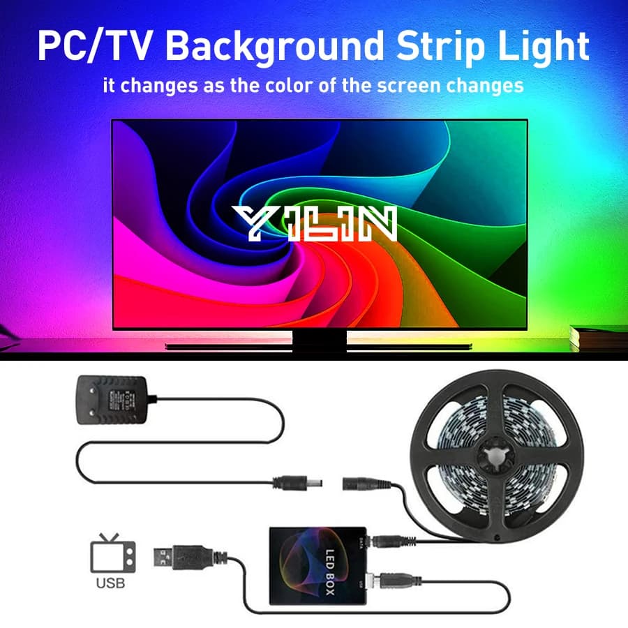 RGBIC LED Strip Immersive Computer Retroilluminazione PC/TV Monitor Schermo Sincronizzazione colore Strisce luminose Controllo software intelligente Lampade ambientali