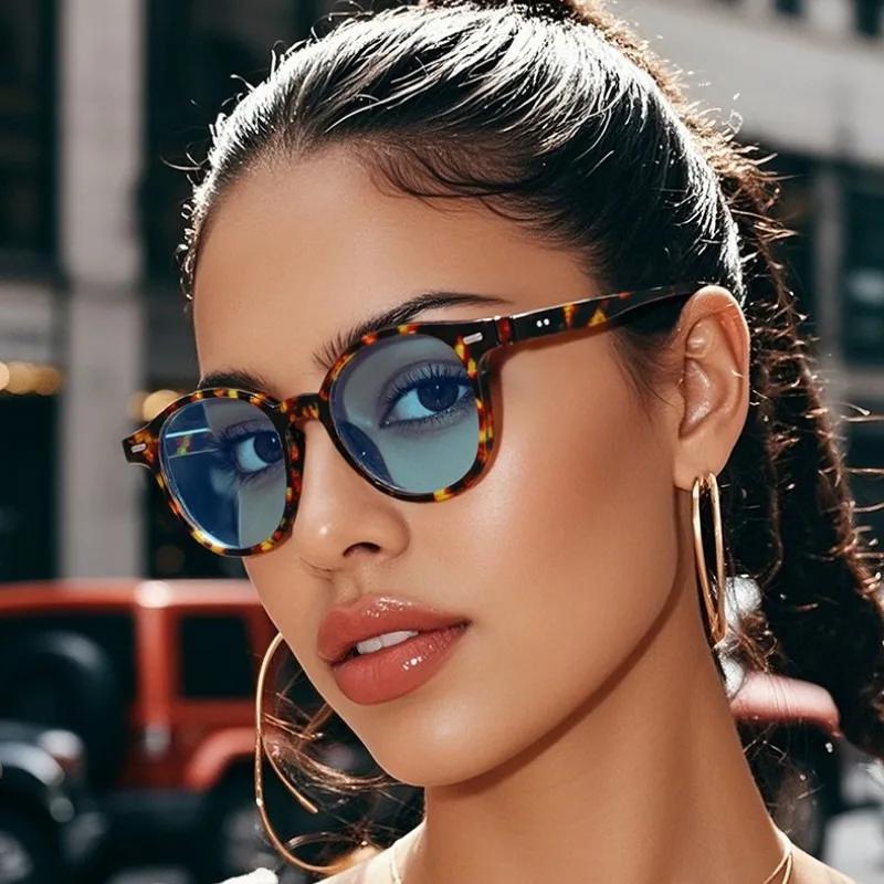 Fashion Vintage Round Sunglasses Man Women Fishing Driving Luxury Glasses Anti-Glare Retro Beach Shades Eyewear