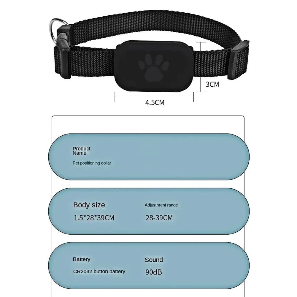 Localizzatore GPS per Animali Domestici con Collare Regolabile, Tracker Intelligente per Gatti e Cani