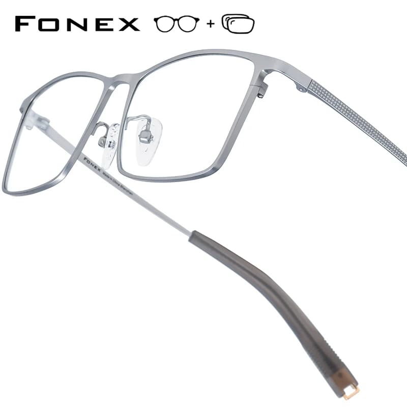 FONEX Occhiali da vista progressivi Personalizzati Fotocromatici Miopia Lenti ottiche Occhiali da uomo Occhiali quadrati Telaio in titanio 874