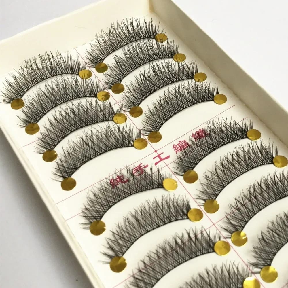 10 paia/scatola di ciglia finte nere naturali fatte a mano, curvatura C 12MM, extension ciglia fai da te, leggere e facili da indossare