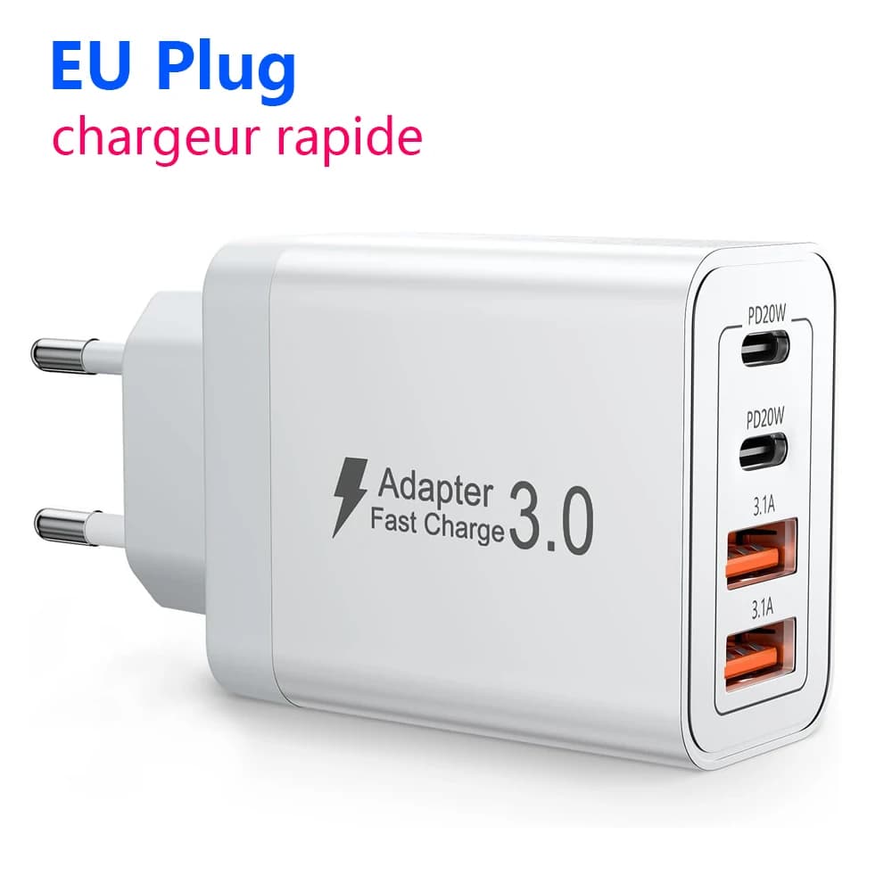 Caricatore da Muro USB C con Spina EU, Blocco di Ricarica Rapida 40W Tipo C PD, Adattatore da Viaggio per iPhone 17 16 iPad Xiaomi