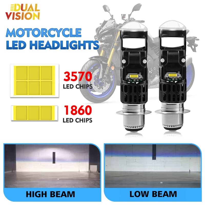 P15D H6M LED AC/DC 9-60V Moto Mini Proiettore Lampadine per fari 28W 2800LM 6500K Fascio alto/basso per Yamaha Raptor UTV ATV