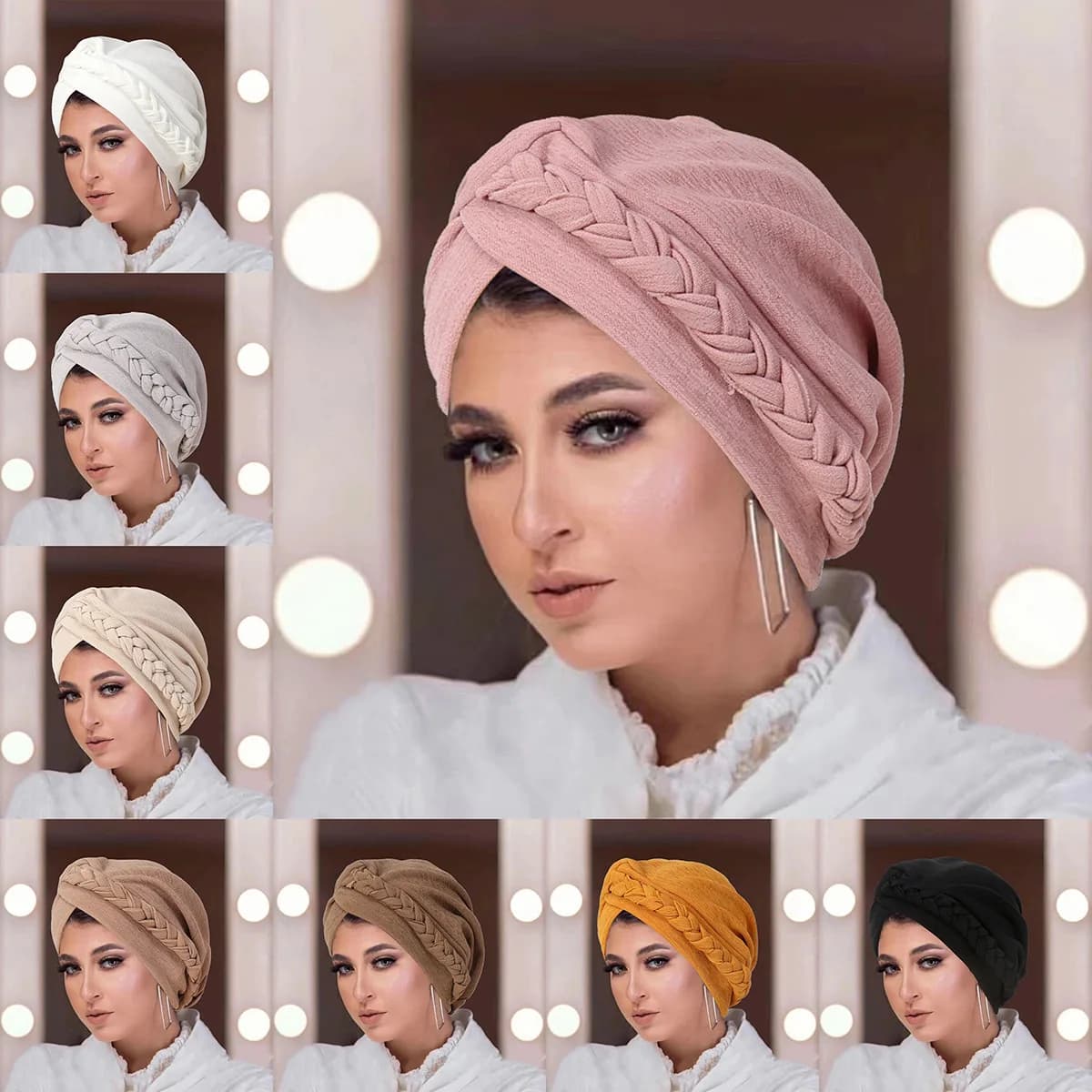 2024 nuova moda musulmana treccia Hijab Cap donna cappello capelli cofano testa sciarpa avvolgere copertura turbante cappello per le donne signore