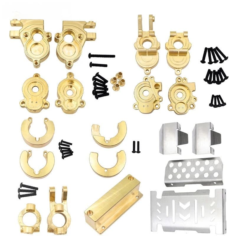 YIKONG YK4106 YK4107 1to10 Scale Brass Front Steering Cup Rear Axle C Hub Skid Plate Weight Upgrade Kit for RC Crawler