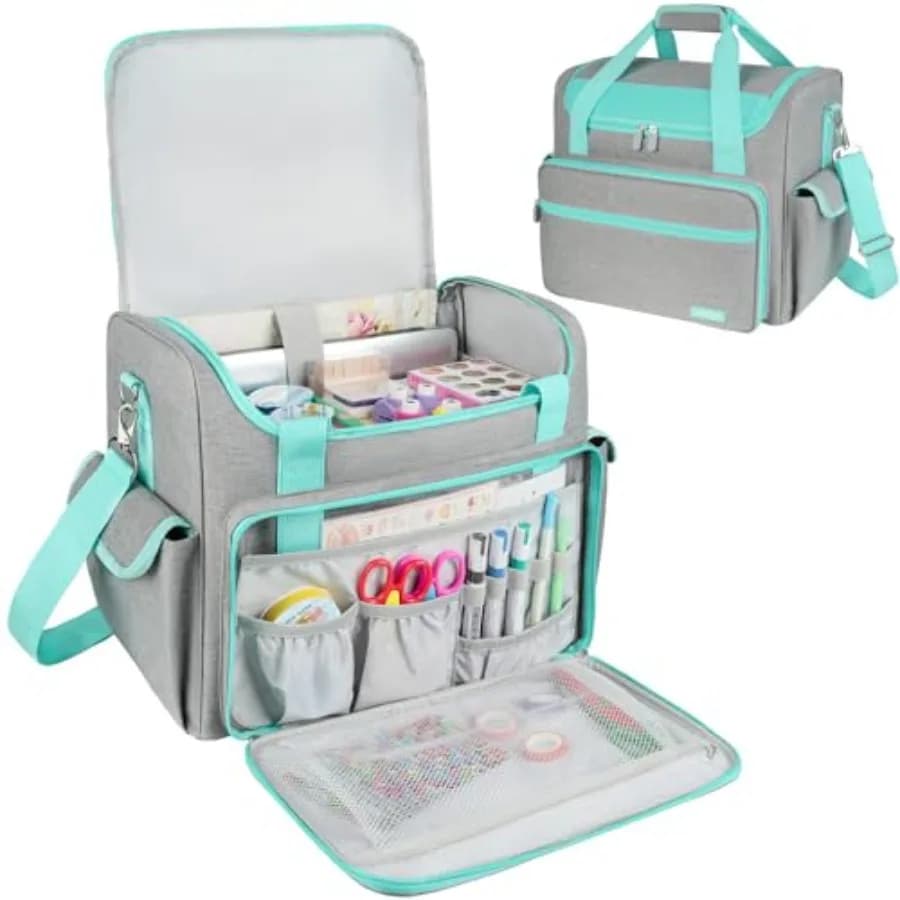 Borsa per il trasporto di materiali per scrapbooking, grande borsa tote per scrapbooking con tasca per laptop da 15,6'', borsa portaoggetti per materiali artistici con tasche multiple.