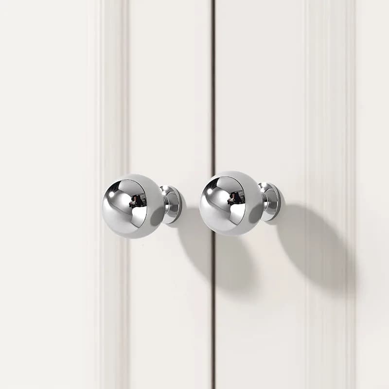 Maniglia per armadio in stile francese cromato argento brillante Maniglie per cassetti rotonde in ottone massiccio per guardaroba