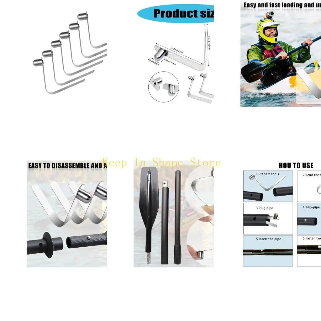 U1JC 6 Pezzi Pali della Tenda Pulsante in Acciaio Inox Clip a Molla Pagaie per Kayak Clip a Molla Clip a Perno Bloccaggio del