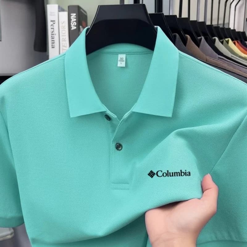 Polo da uomo a maniche corte 100% cotone puro, di alta gamma, firmata, estiva, alla moda, con logo ricamato, per golf e tempo libero