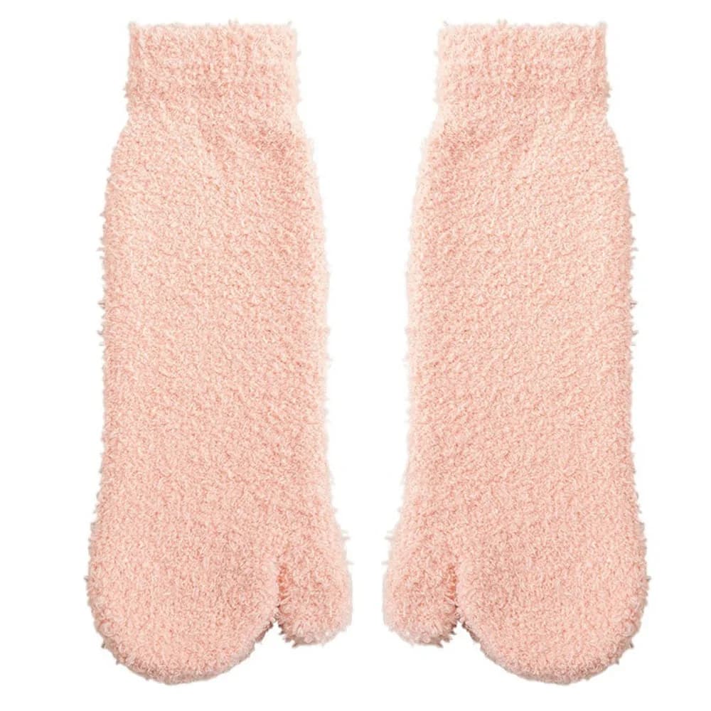 Two-tie socks hot and thick creative socks Plush socks with separate central tube tip to sleep Simple floor socks for winter socks