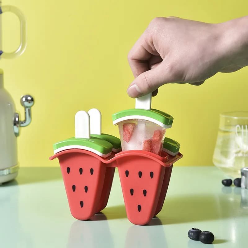 Stampo per gelato a forma di frutta con anguria, stampo per ghiaccioli in silicone fatto in casa fai-da-te, simpatico cartone animato creativo con vassoio per ghiaccio Covere