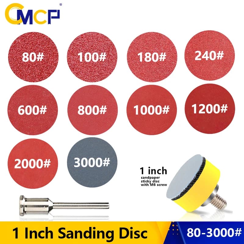 CMCP 1 pollice carta vetrata a secco e bagnata disco abrasivo gancio con tampone abrasivo per legno vetro pietra metallo carta abrasiva grana 80-3000