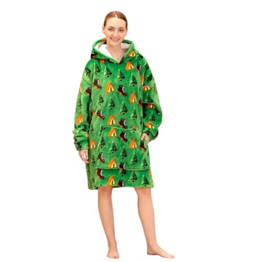 Wearable Blanket Hoodie for Adults, Oversized Sherpa Fleece, Soft and Cozy Hooded Blanket, Warm Gift for Men and Women