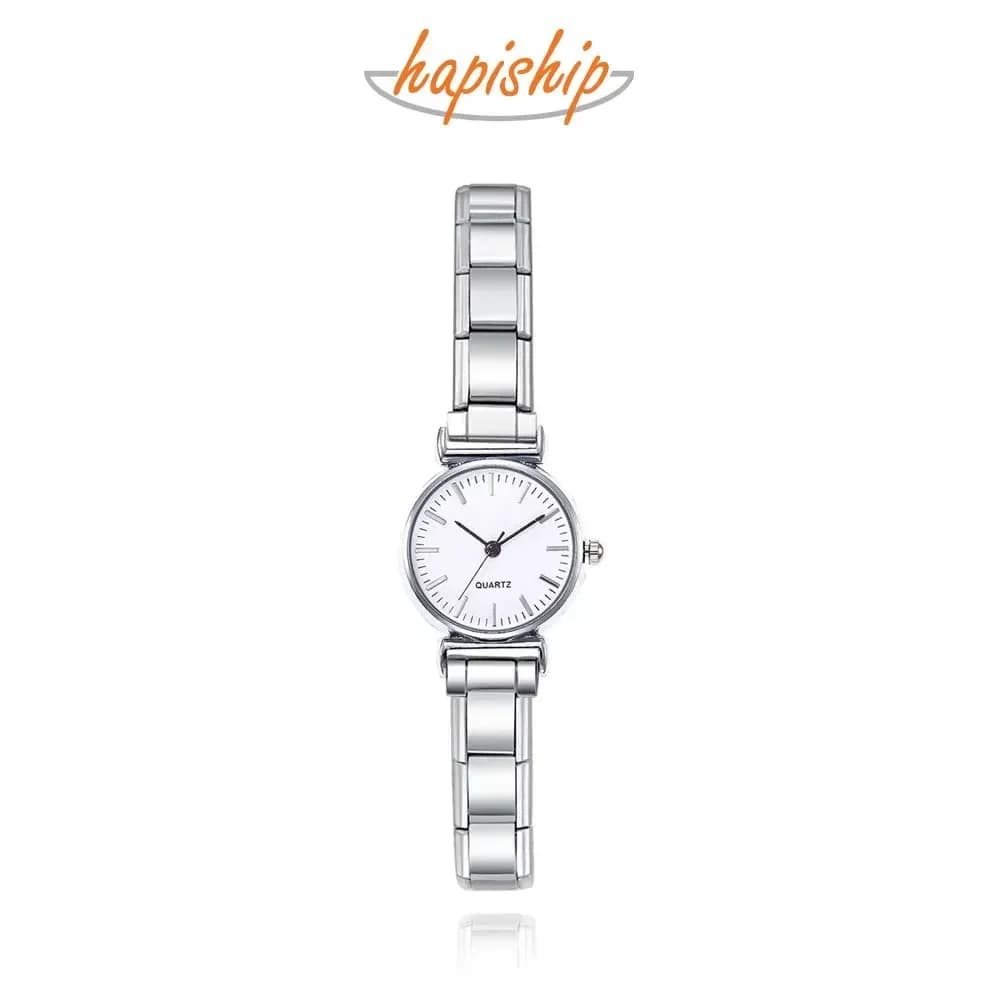 Hapiship moda donna in acciaio inossidabile bianco nero orologio braccialetto braccialetto per festa amico moglie regalo di gioielli di compleanno G150