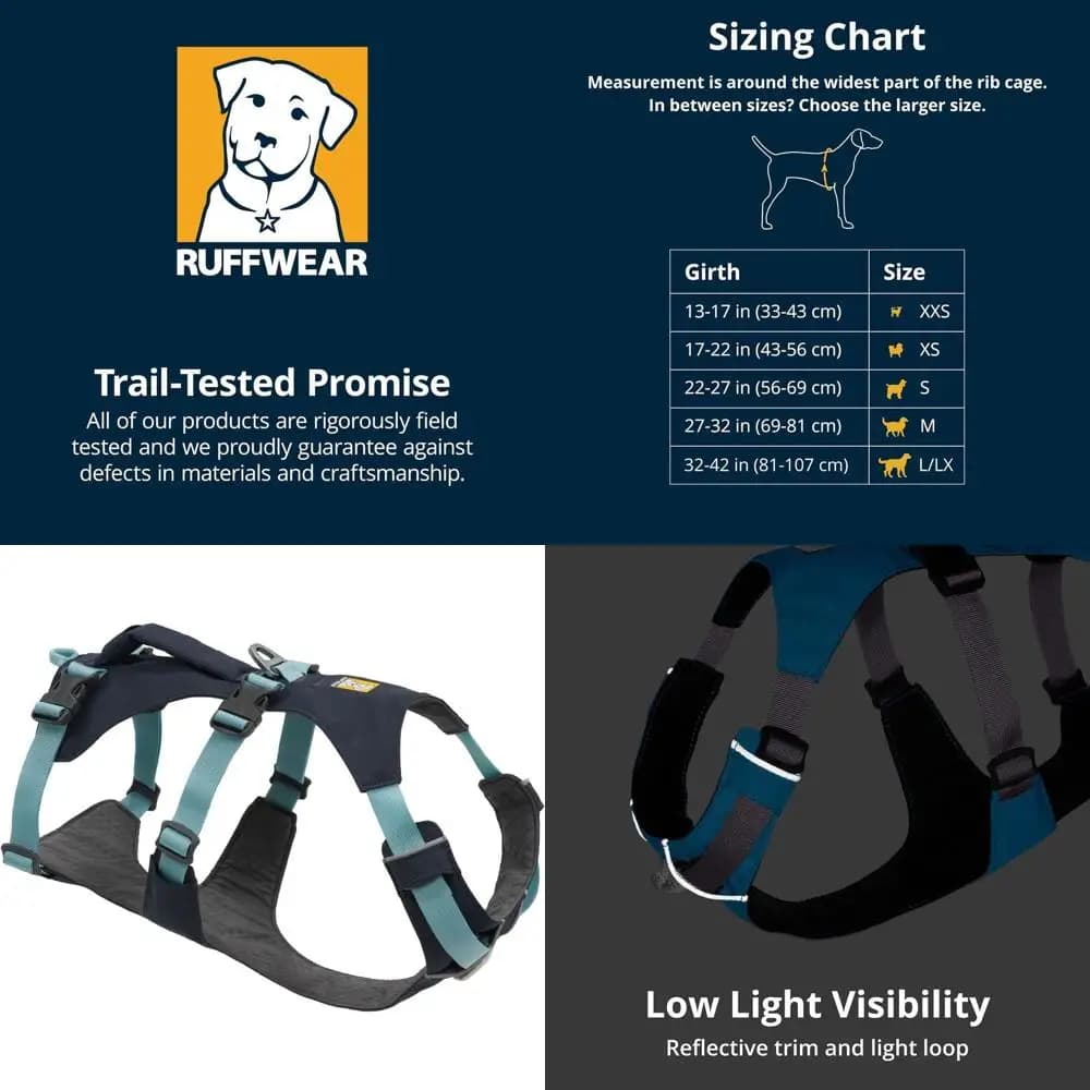 Pettorina per cani leggera e riflettente per escursioni e corse senza tiraggio, uso quotidiano, grigio basalto, X-Small