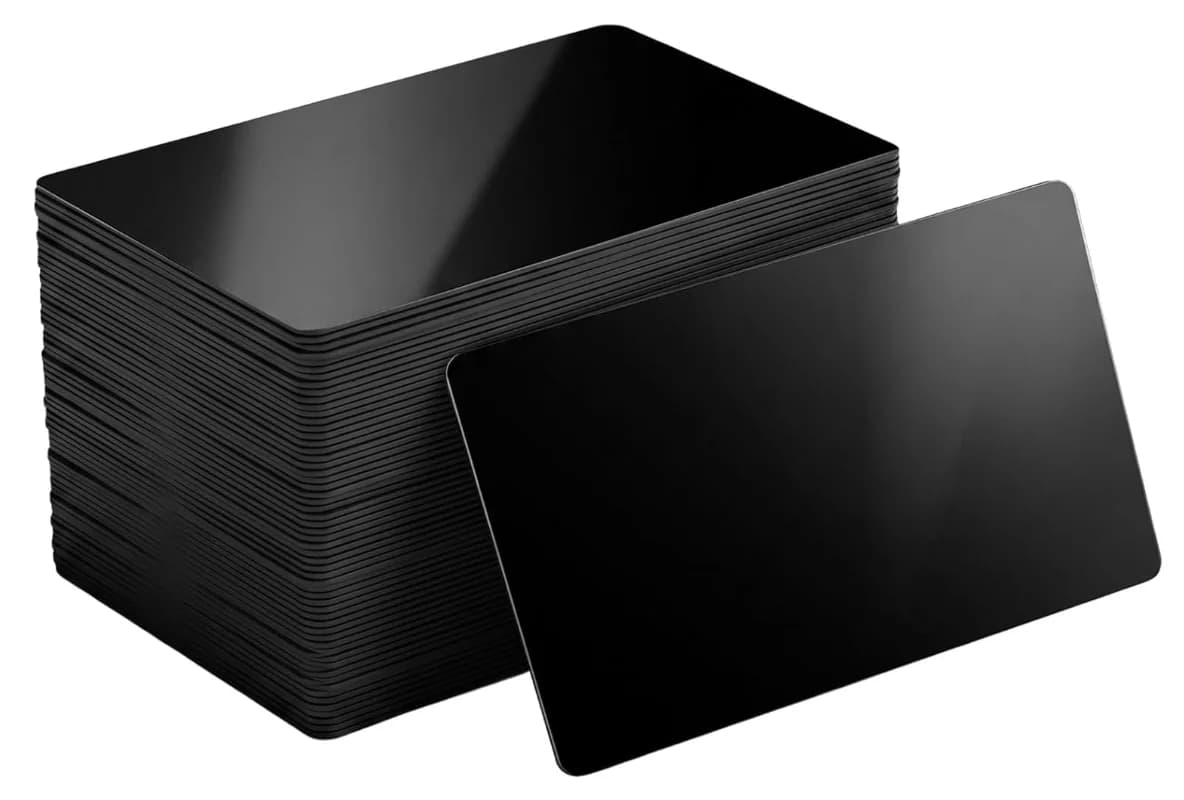 Black PVC acetate business cards with glossy finish for laser engraving - Thickness 0.6 mm