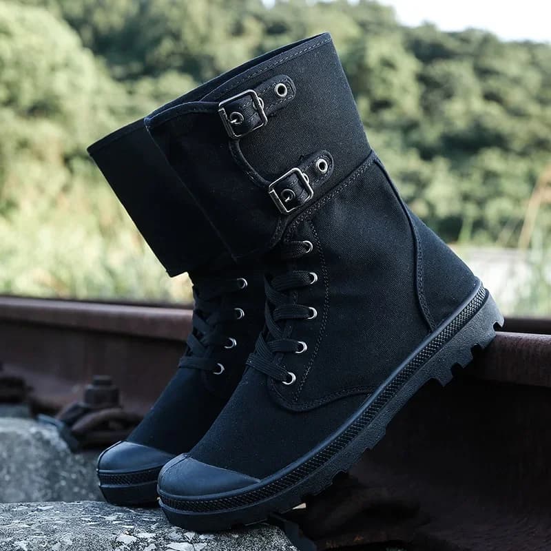 Stivali di tela alti da uomo Stivali casual traspiranti Stivali da deserto da esterno Stivali da trekking antiscivolo per uomo Nuove scarpe da ginnastica Botas Hombre