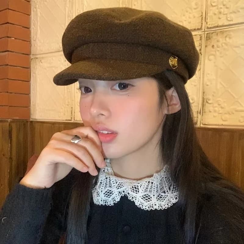 Berretti di lana vintage Cappelli ottagonali per le donne Berretti classici Berretti a tesa piatta Cappello femminile Inverno Artista Pittore Berretti Cap