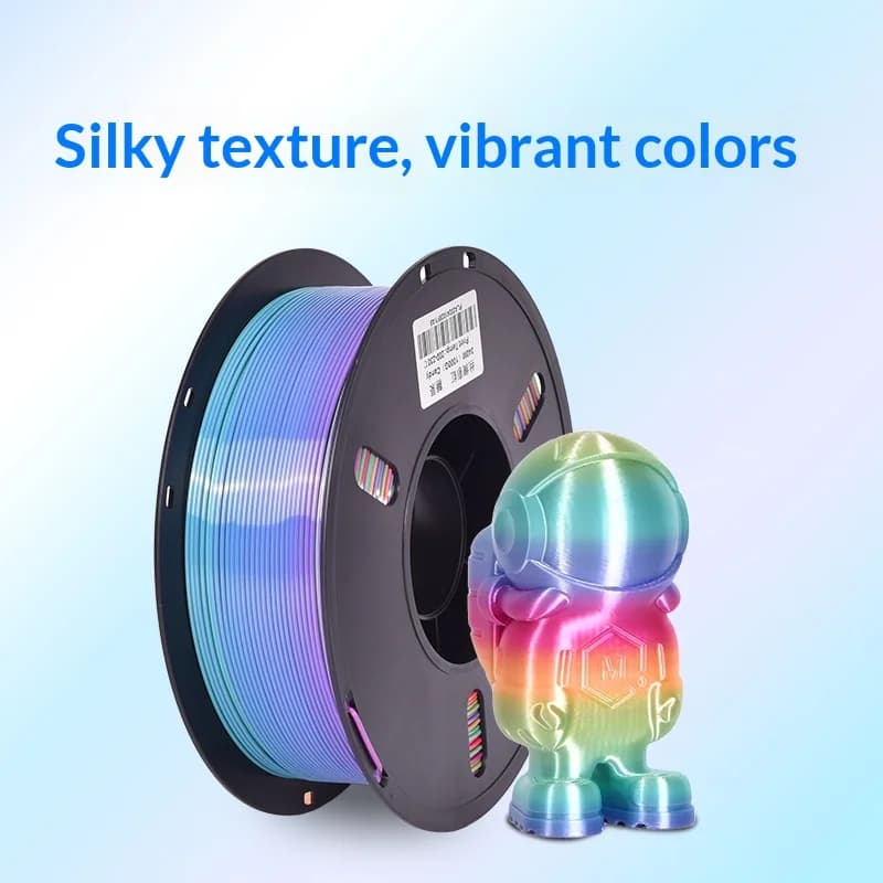 Filament PLA Silk Gradient Rainbow Multicolor for 3D Printer, 1kg Bobbin, Opaca Finish Caramel Effect, Consumption Material Mixed for FDM 3D Printers