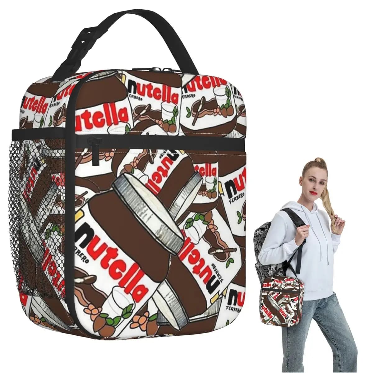 Barattolo di Nutella Borsa per il pranzo isolata al cioccolato per donne Bambini Scatole per alimenti portatili Borsa termica per il pranzo