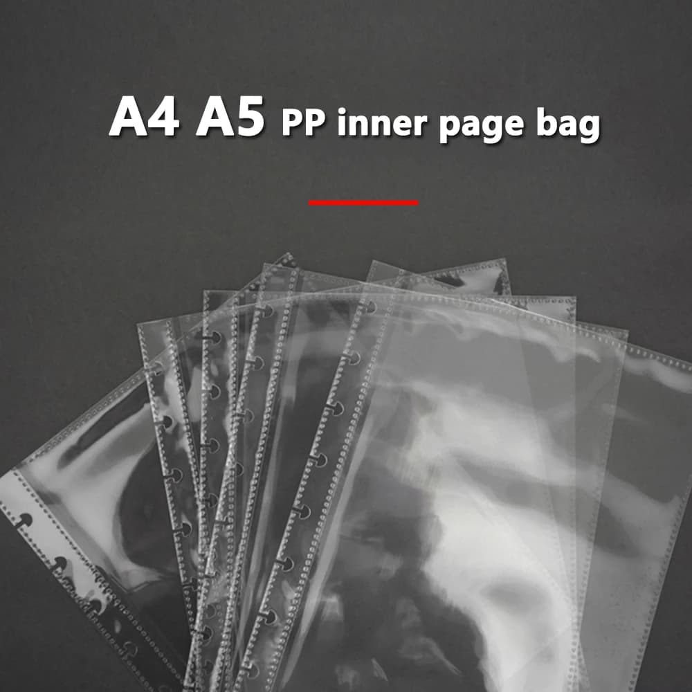 Protezioni per fogli Cartella trasparente 25 pezzi A4 A5 Tasche in plastica perforate Cartelle Archiviazione di documenti a fogli mobili con foro a fungo