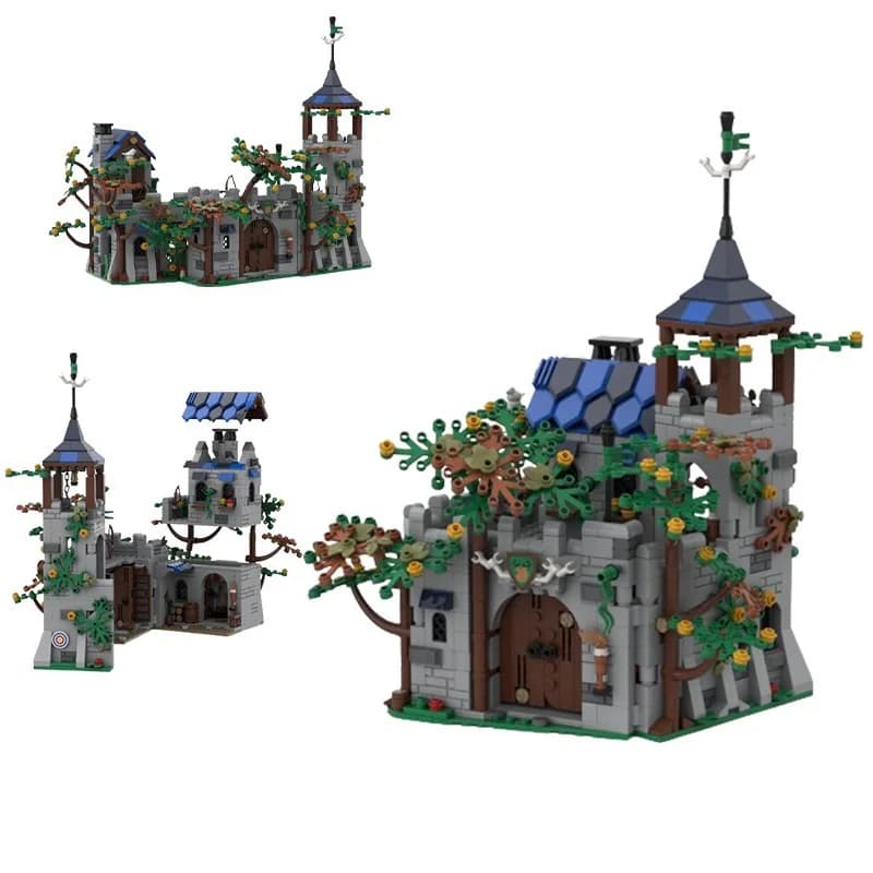 Forest Castle Blocks, Medieval Ranger Diorama Model, DIY Brick Toy for Collection, Decor & Gift