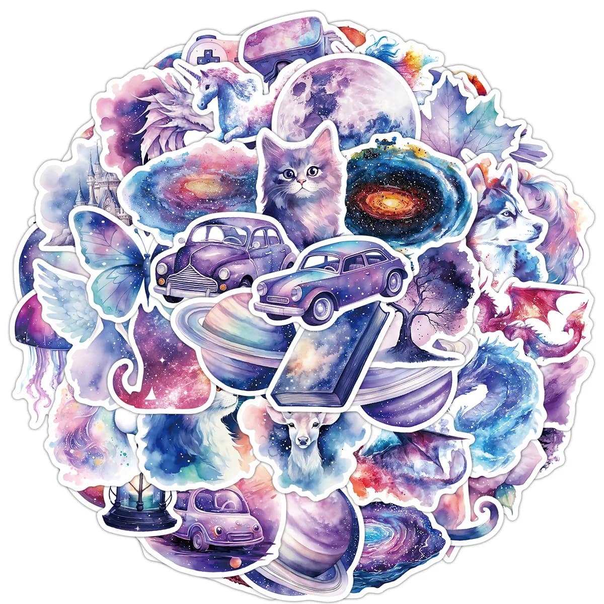 50/100PCS Cartoon Starry Sky Graffiti Stickers Water Cups Luggage Computer Waterproof Decoration Stickers Creative Stickers