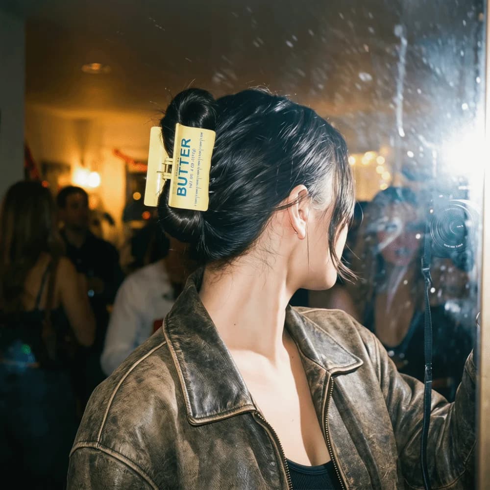 Trendy Square Design Butter Shark Clip Cute Fashion Acrylic Hair Claw Creative Series Non-Slip Food Design Hair Clip Commute